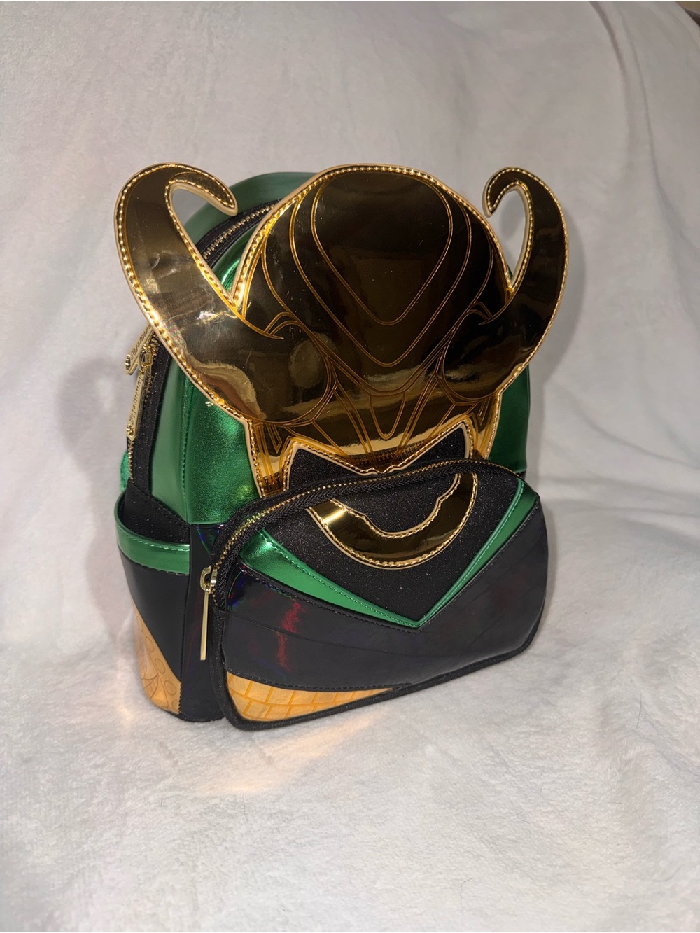 Loungefly Green and Gold Horn Accent Mini Backpack